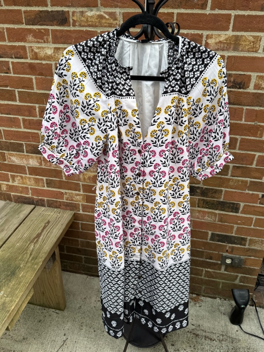 Ann Taylor Petite Floral Dress Puff Sleeve V-Neck No Belt Size 10